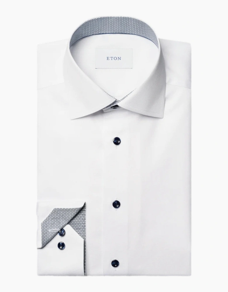 Eton Geometric Trim Signature Twill Slim Shirt 00 White