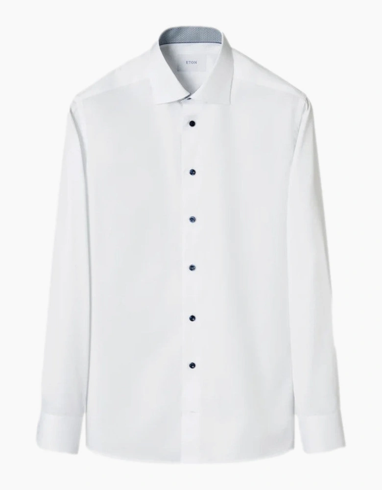 Eton Geometric Trim Signature Twill Slim Shirt 00 White