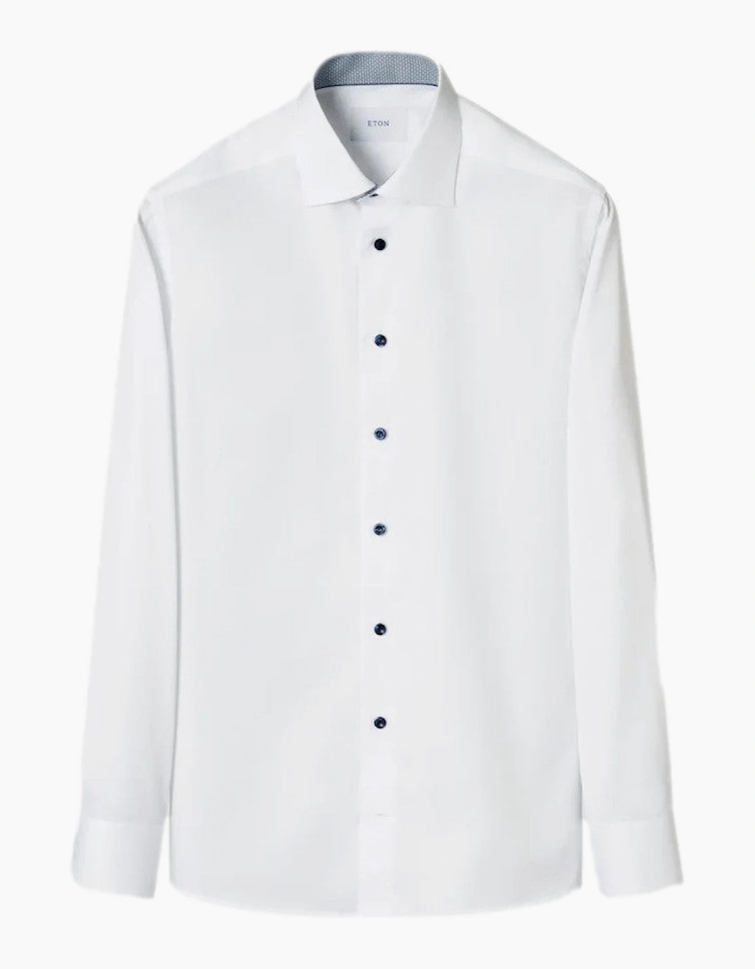 Eton Geometric Trim Signature Twill Slim Shirt 00 White