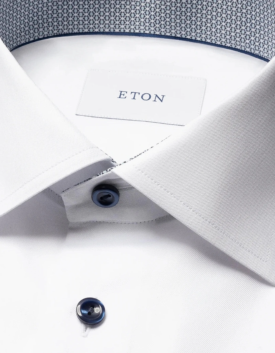 Eton Geometric Trim Signature Twill Slim Shirt 00 White