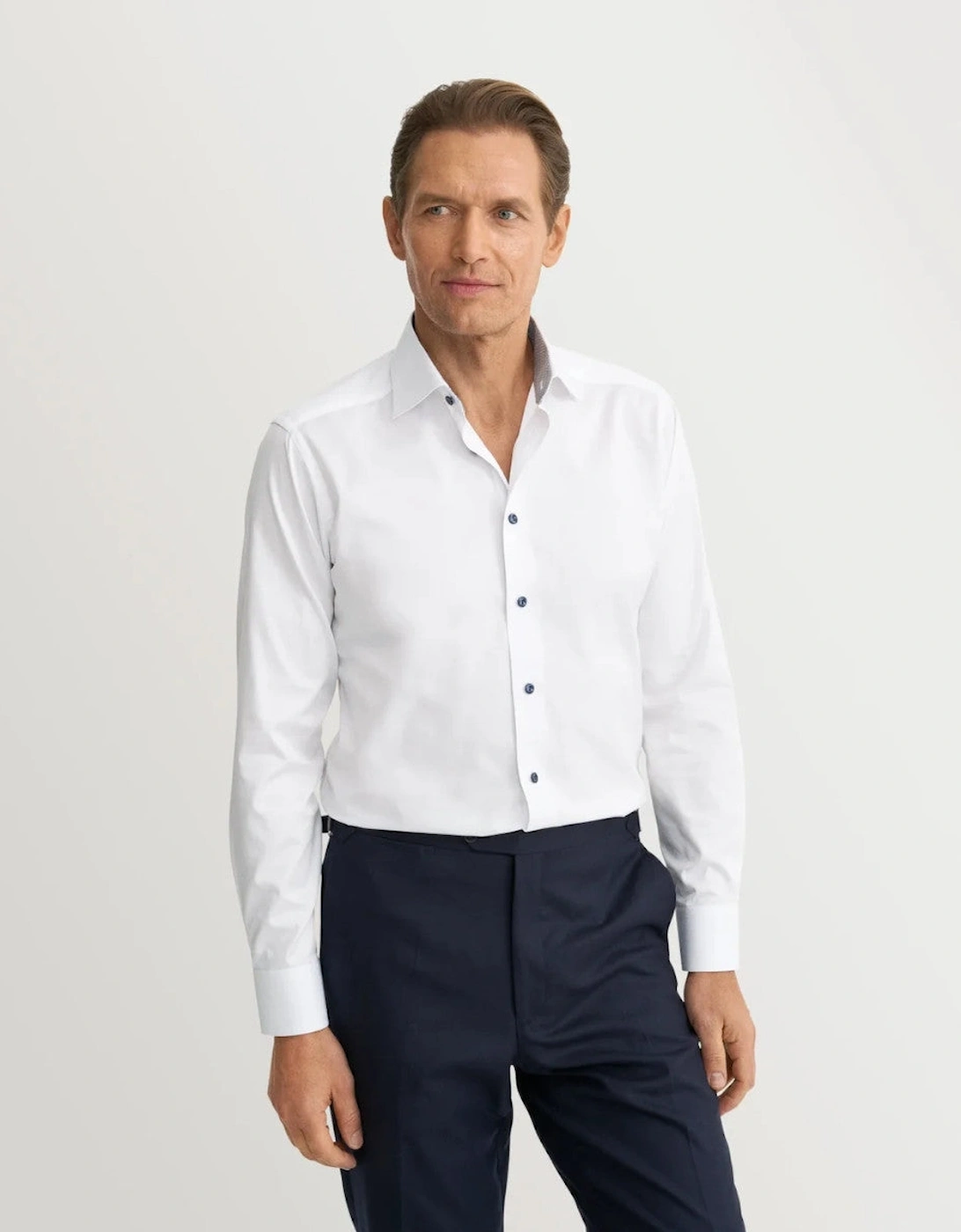 Eton Geometric Trim Signature Twill Slim Shirt 00 White