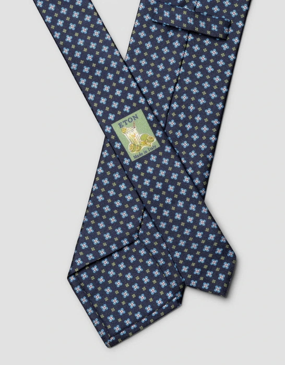 Eton Floral Print Silk Tie 28 Blue
