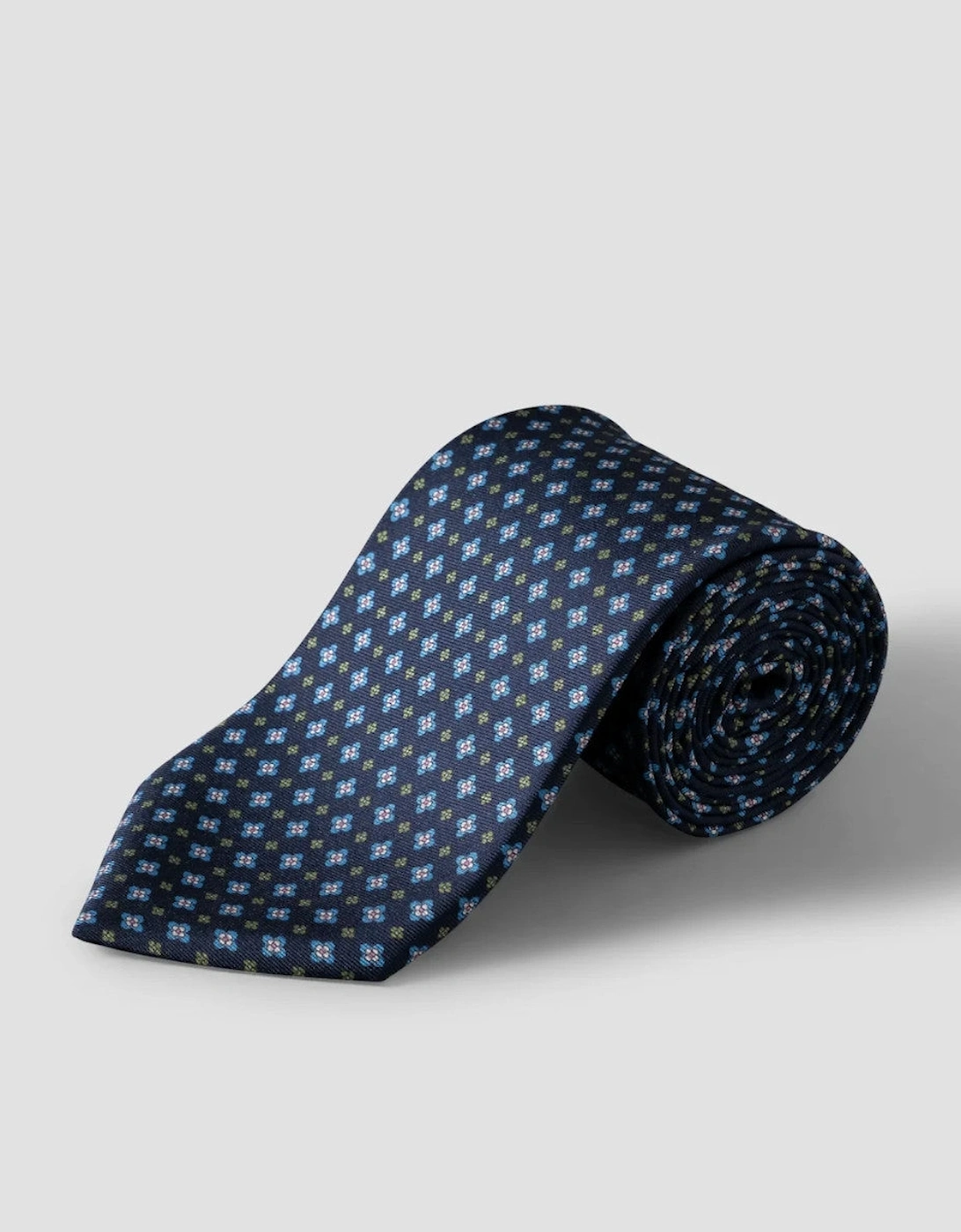 Eton Floral Print Silk Tie 28 Blue