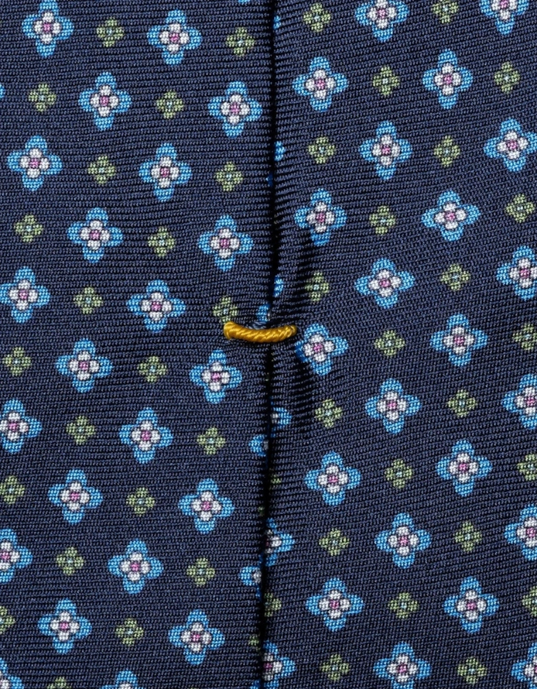 Eton Floral Print Silk Tie 28 Blue