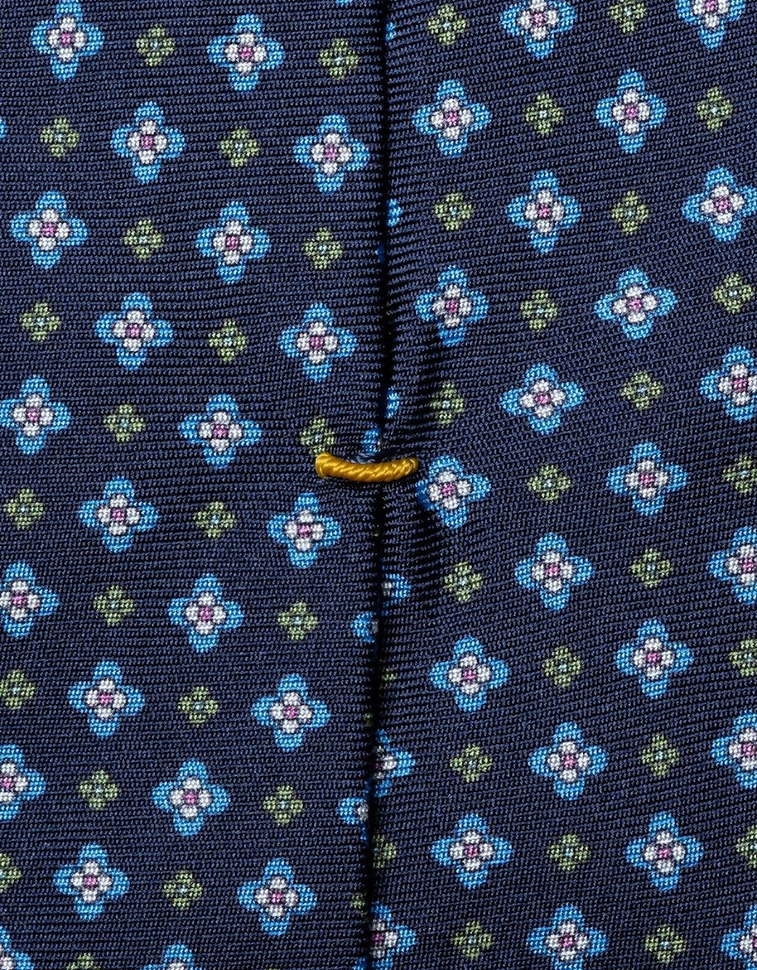 Eton Floral Print Silk Tie 28 Blue