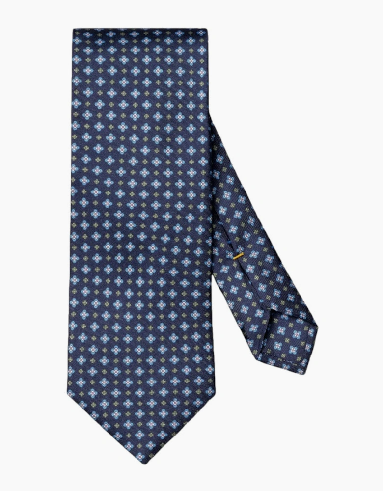 Eton Floral Print Silk Tie 28 Blue