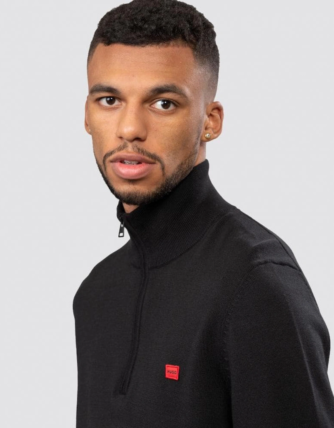 HUGO San Quintus-C Mens 1/4 Zip Pullover - Black 001
