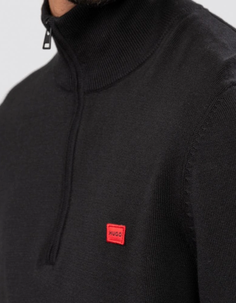 HUGO San Quintus-C Mens 1/4 Zip Pullover - Black 001
