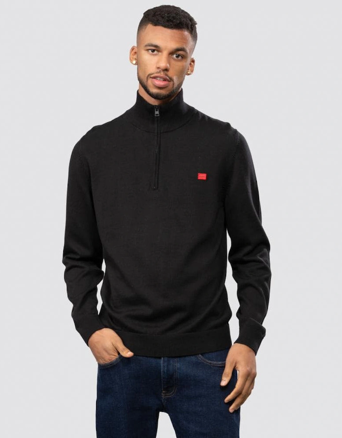 HUGO San Quintus-C Mens 1/4 Zip Pullover - Black 001, 6 of 5