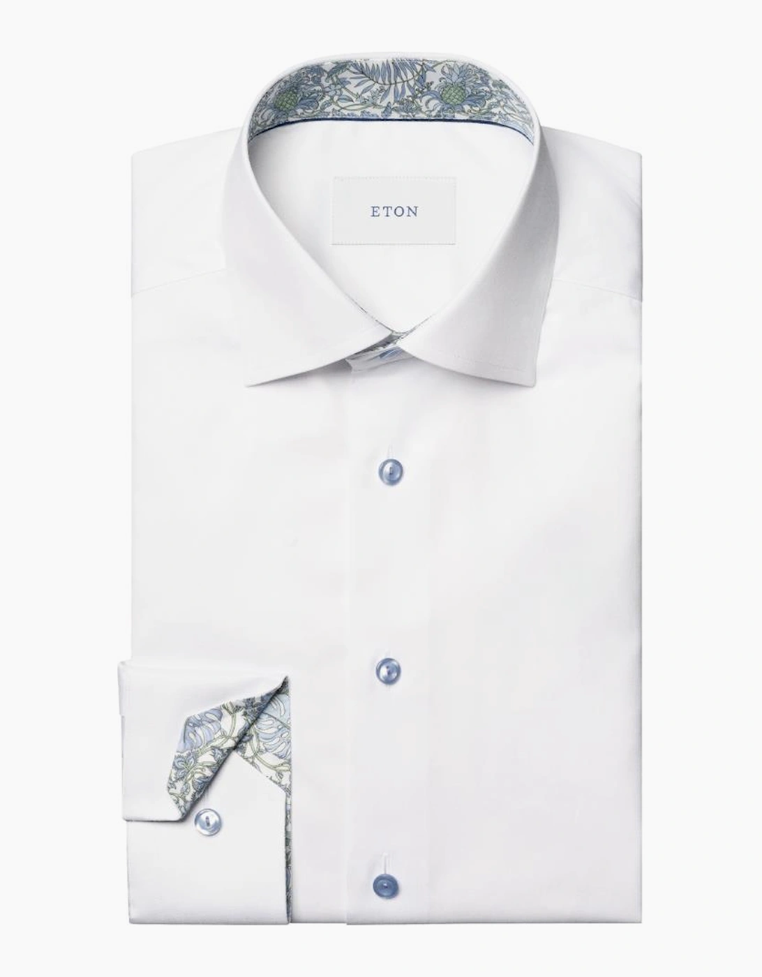 Eton Floral Trim Signature Twill Contemporary Shirt 00 White, 3 of 2