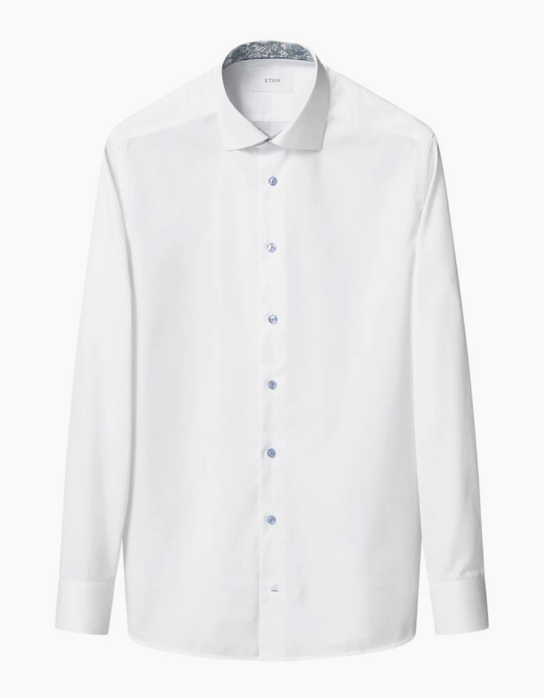 Eton Floral Trim Signature Twill Contemporary Shirt 00 White