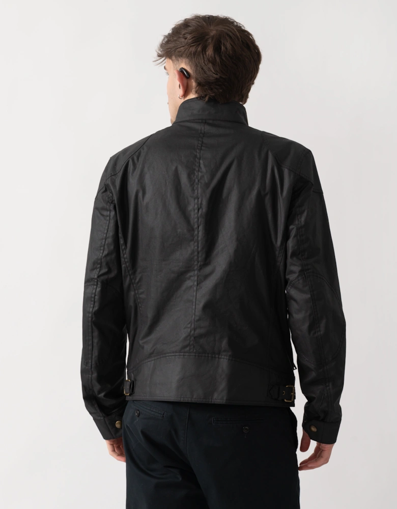 Belstaff Racemaster Mens Waxed Cotton Compact Field Jacket - Black