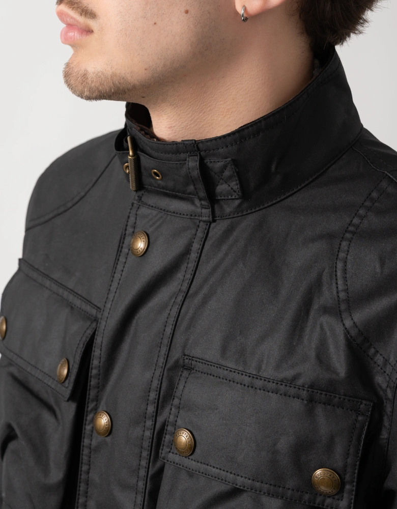 Belstaff Racemaster Mens Waxed Cotton Compact Field Jacket - Black