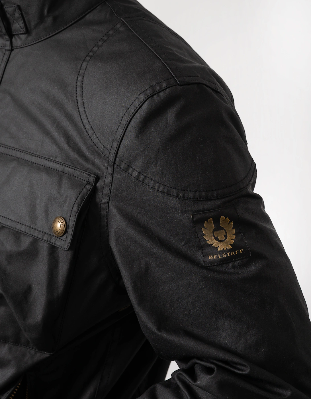 Belstaff Racemaster Mens Waxed Cotton Compact Field Jacket - Black