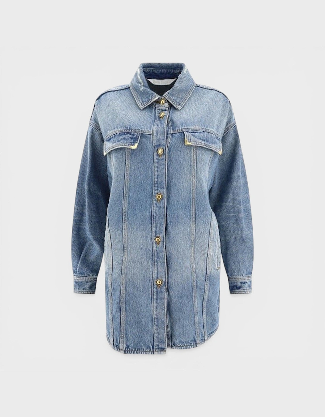Washed Logo Denim Overshirt Blue