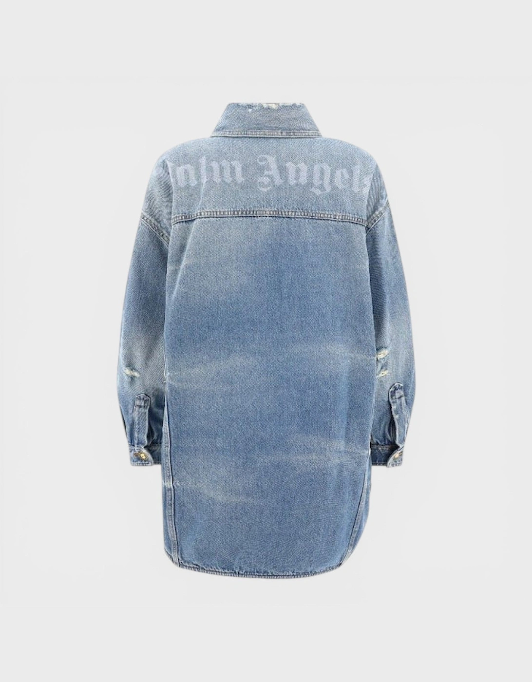 Washed Logo Denim Overshirt Blue