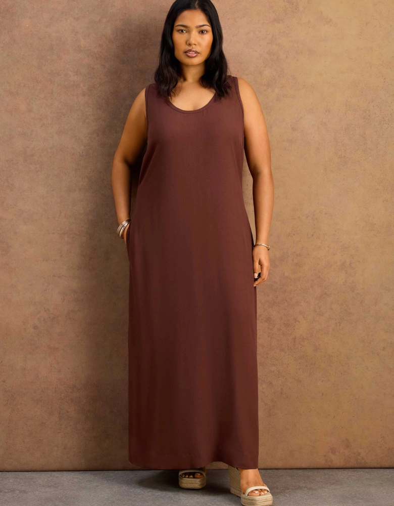 Chocolate Scoop Neck Maxi Dress