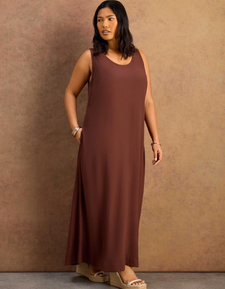Chocolate Scoop Neck Maxi Dress