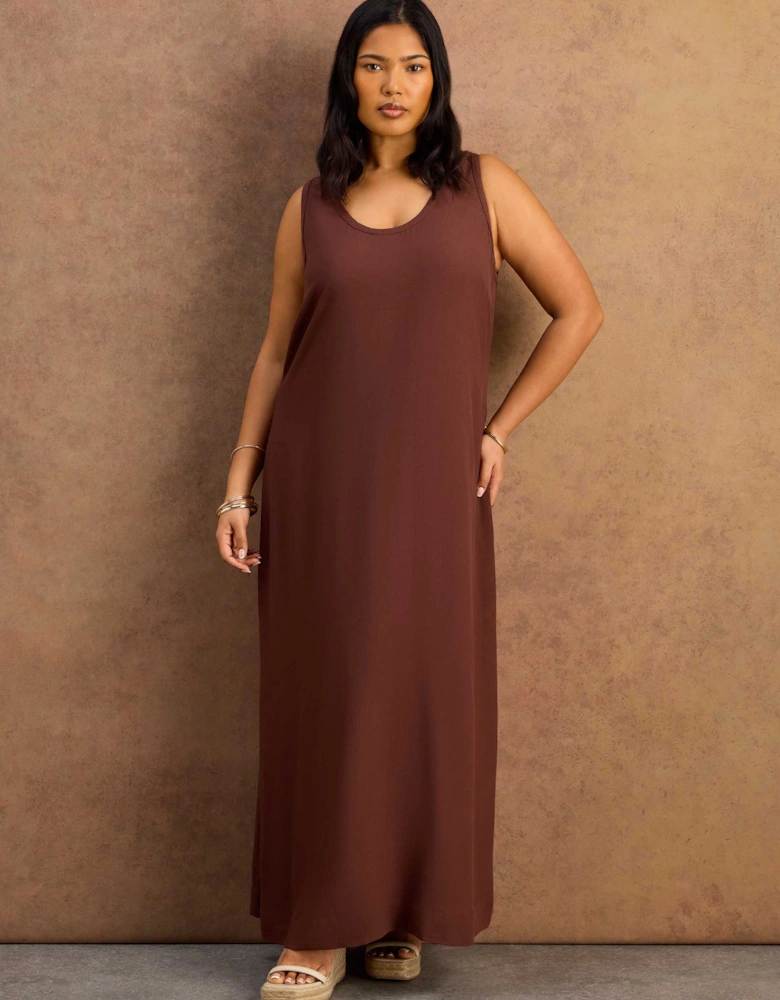 Chocolate Scoop Neck Maxi Dress