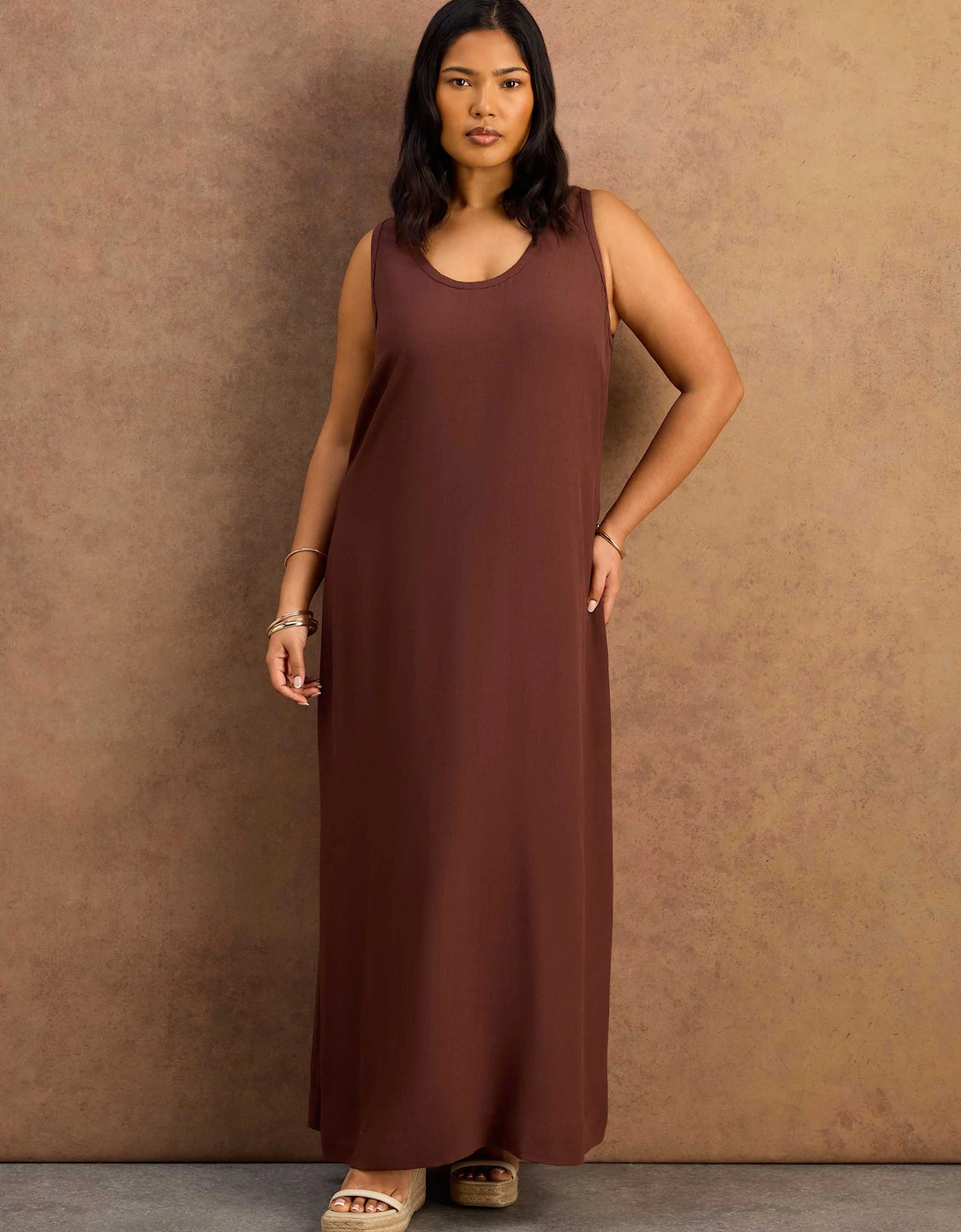Chocolate Scoop Neck Maxi Dress
