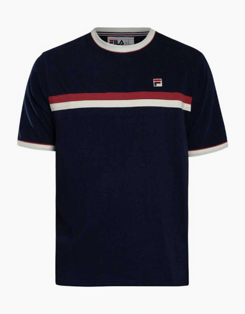 Fila Vintage Rosario Terry Stripes T Shirt - Navy / Gardenia Garnet