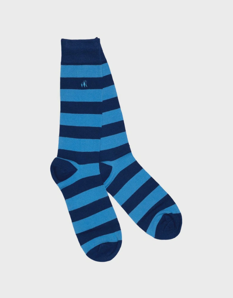Swole Panda Bamboo Striped Socks - Sky Blue