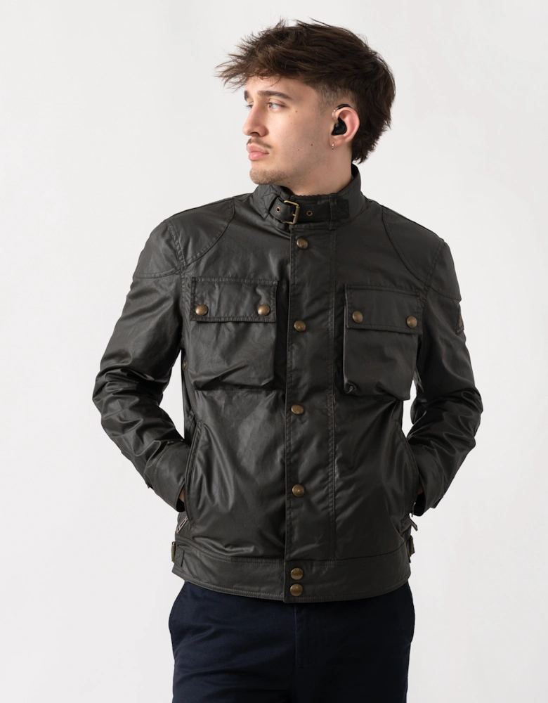 Belstaff Racemaster Mens Waxed Cotton Compact Field Jacket - Faded Olive