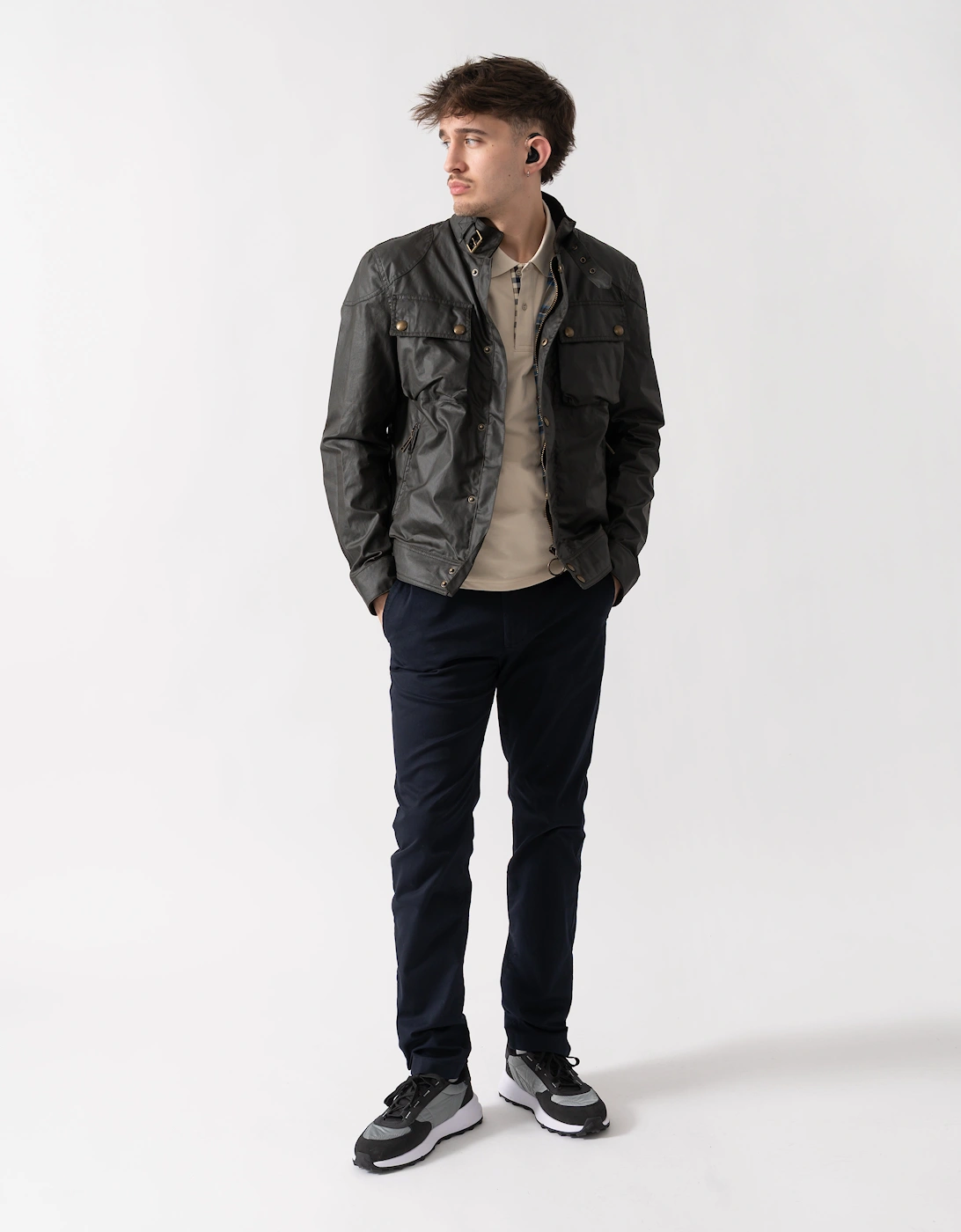 Belstaff Racemaster Mens Waxed Cotton Compact Field Jacket - Faded Olive