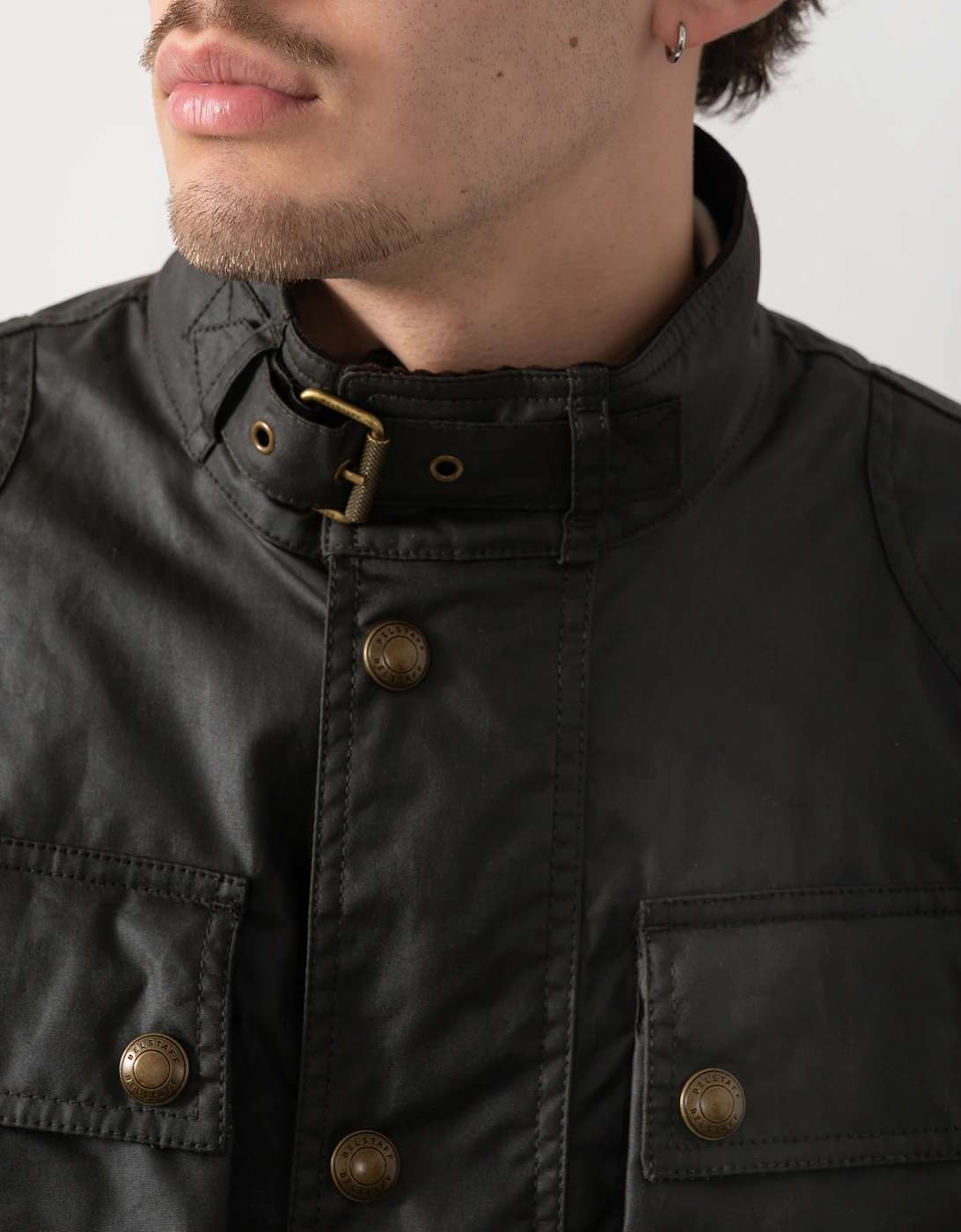 Belstaff Racemaster Mens Waxed Cotton Compact Field Jacket - Faded Olive
