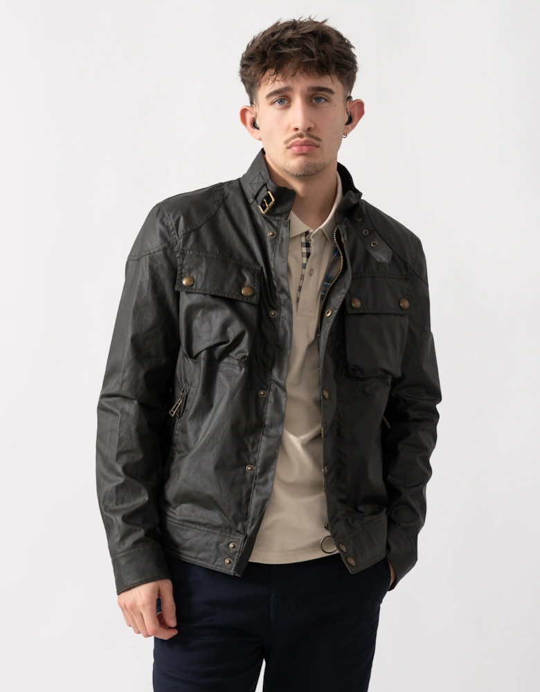 Belstaff Racemaster Mens Waxed Cotton Compact Field Jacket - Faded Olive