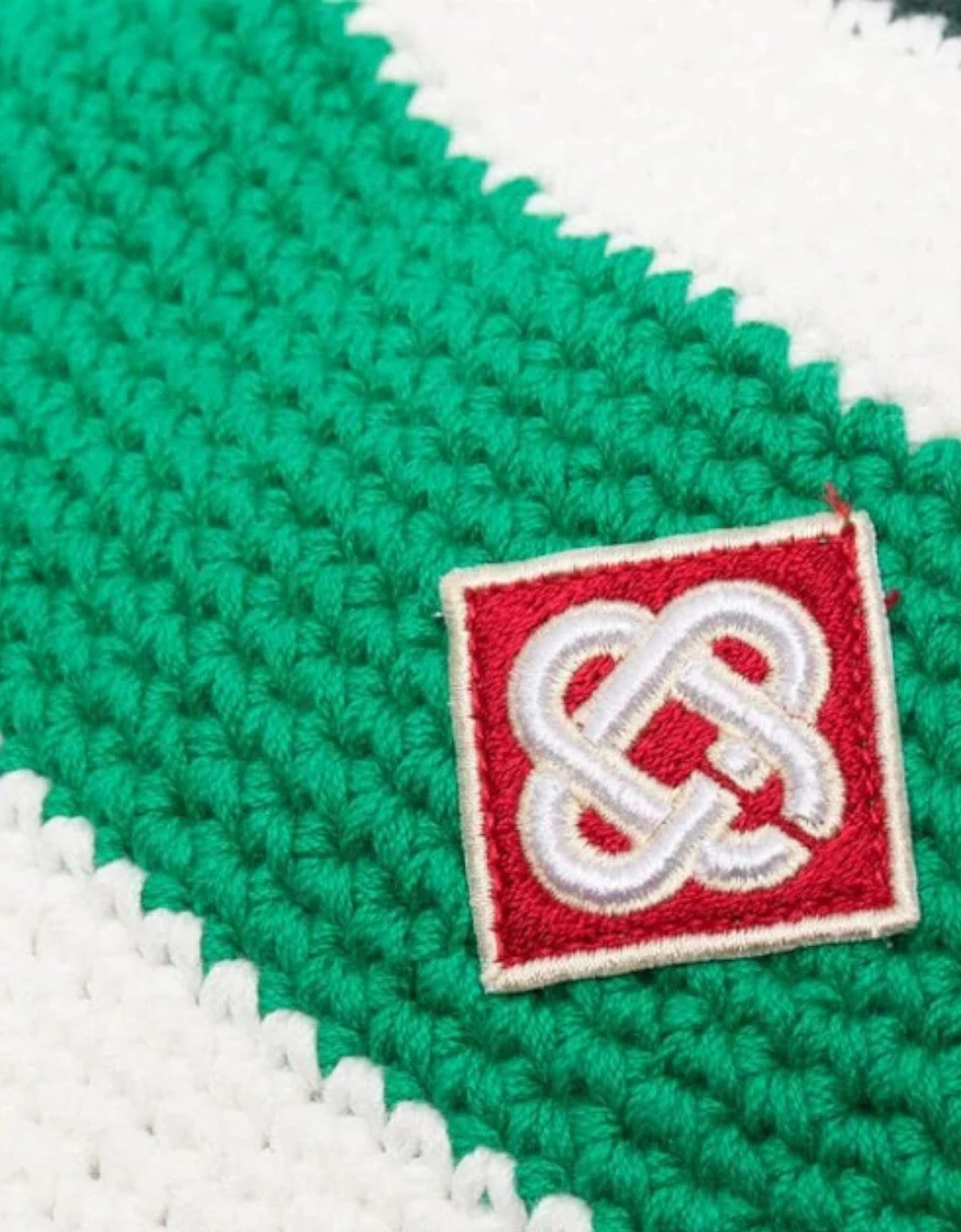 Cotton Crochet Hat Green White