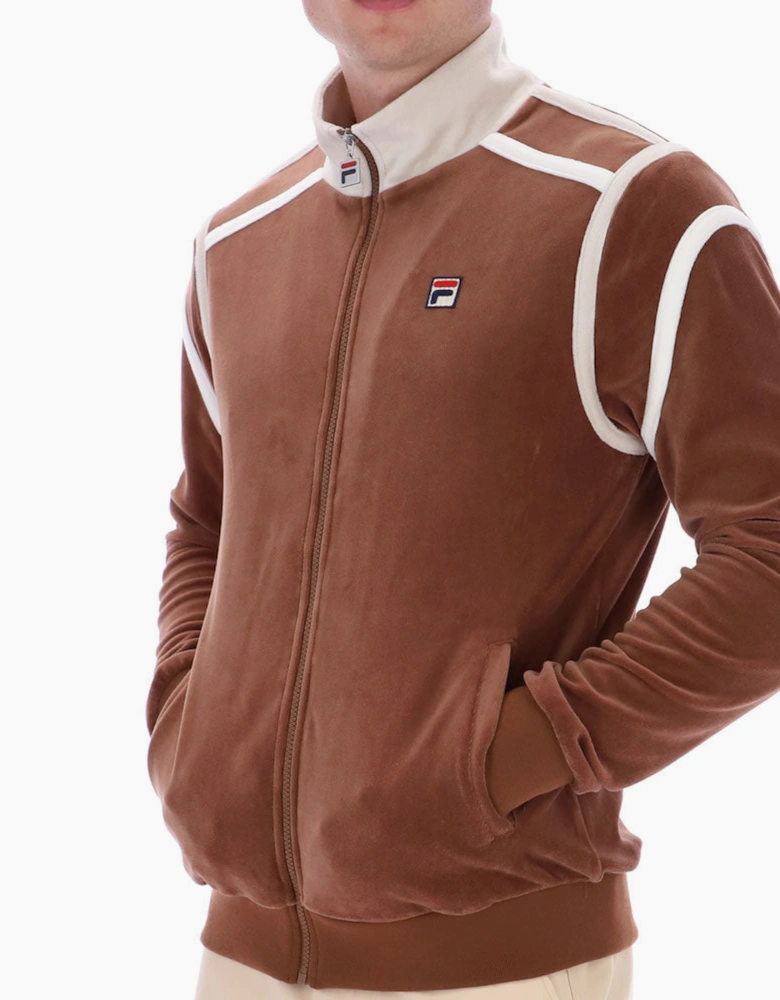 Fila Vintage Gabriele Velour Track Top - Cappuccino Brown