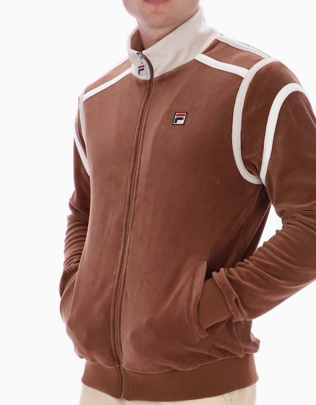 Fila Vintage Gabriele Velour Track Top - Cappuccino Brown