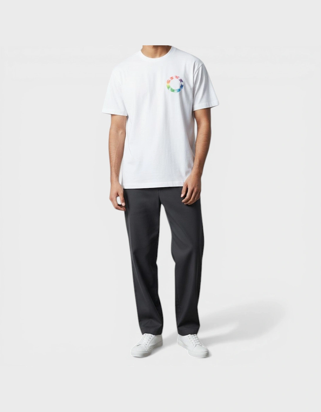 Slim Fit T-Shirt Circle Multi White