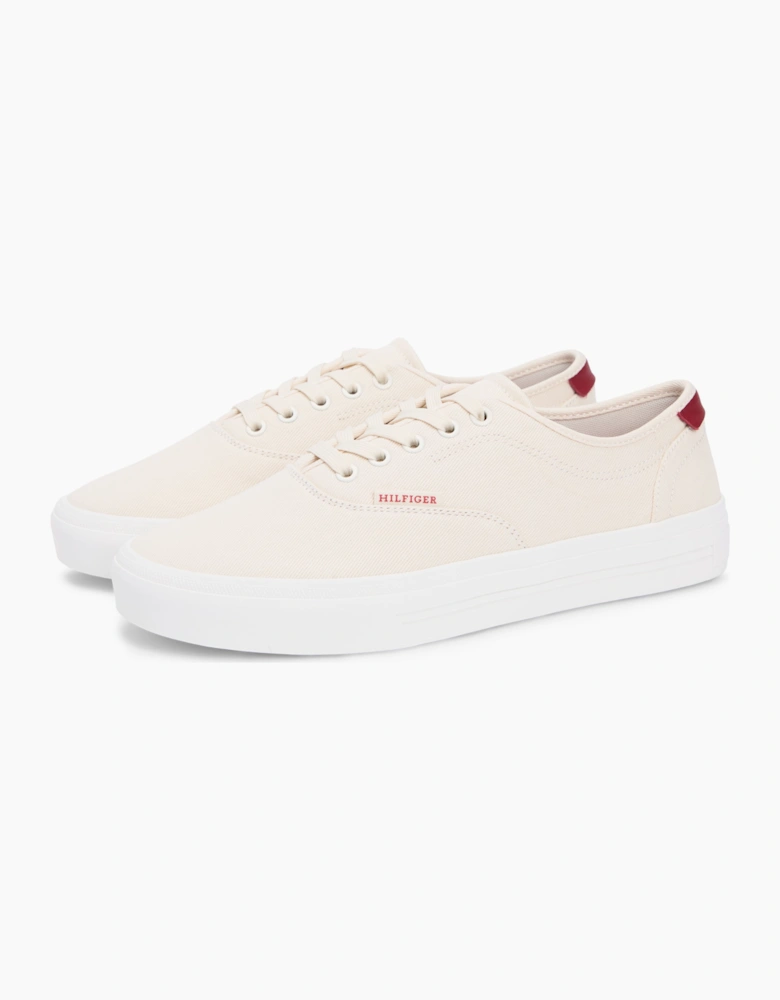 Tommy Hilfiger VULC CUP Mens Canvas Trainers Soft Cream