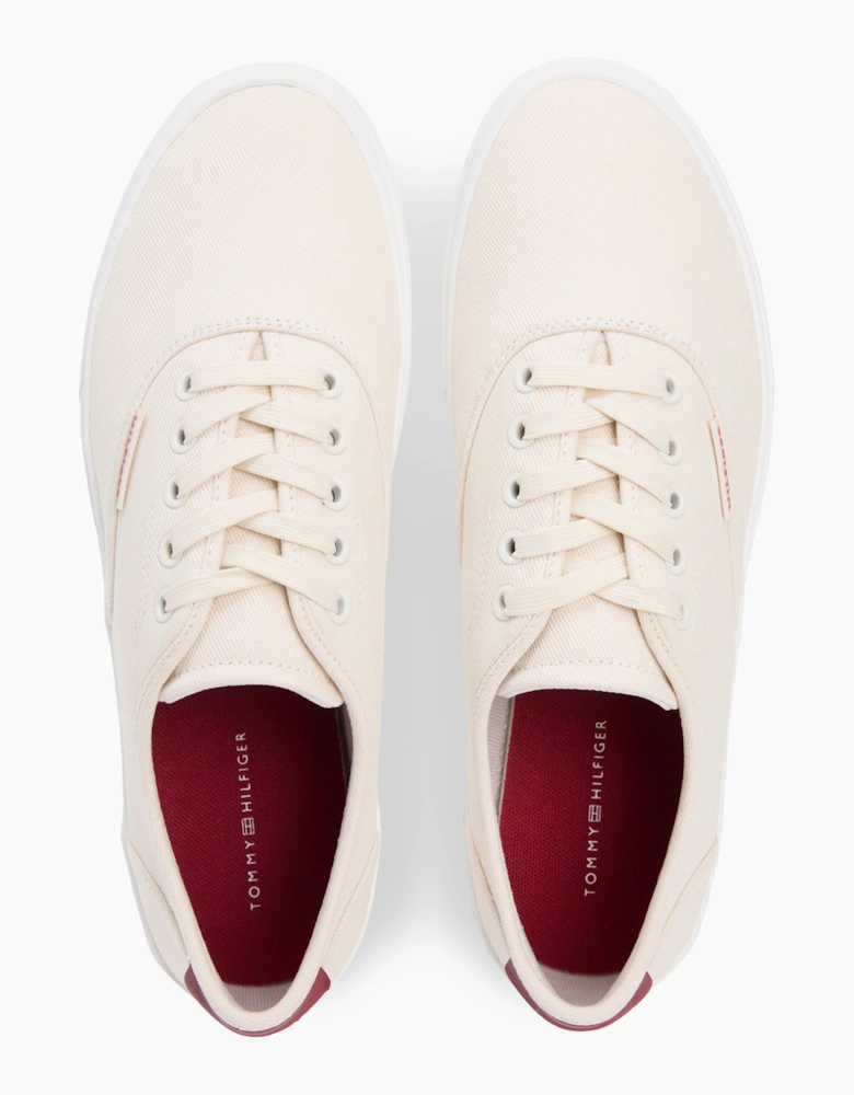 Tommy Hilfiger VULC CUP Mens Canvas Trainers Soft Cream