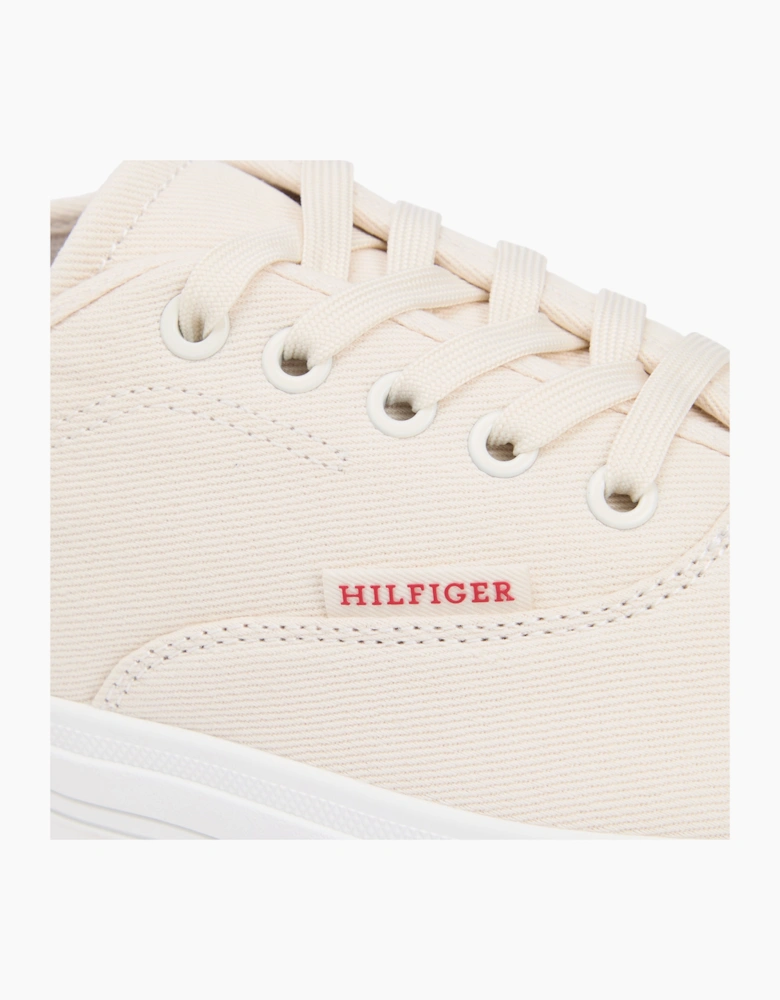 Tommy Hilfiger VULC CUP Mens Canvas Trainers Soft Cream
