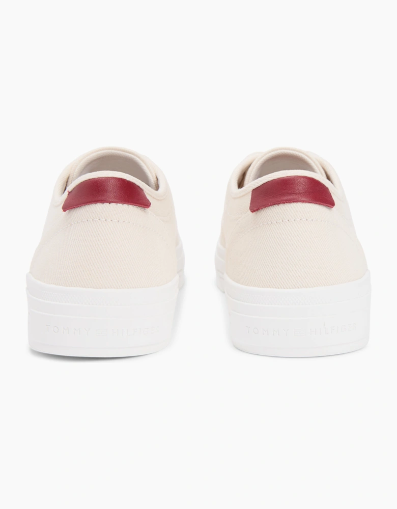 Tommy Hilfiger VULC CUP Mens Canvas Trainers Soft Cream