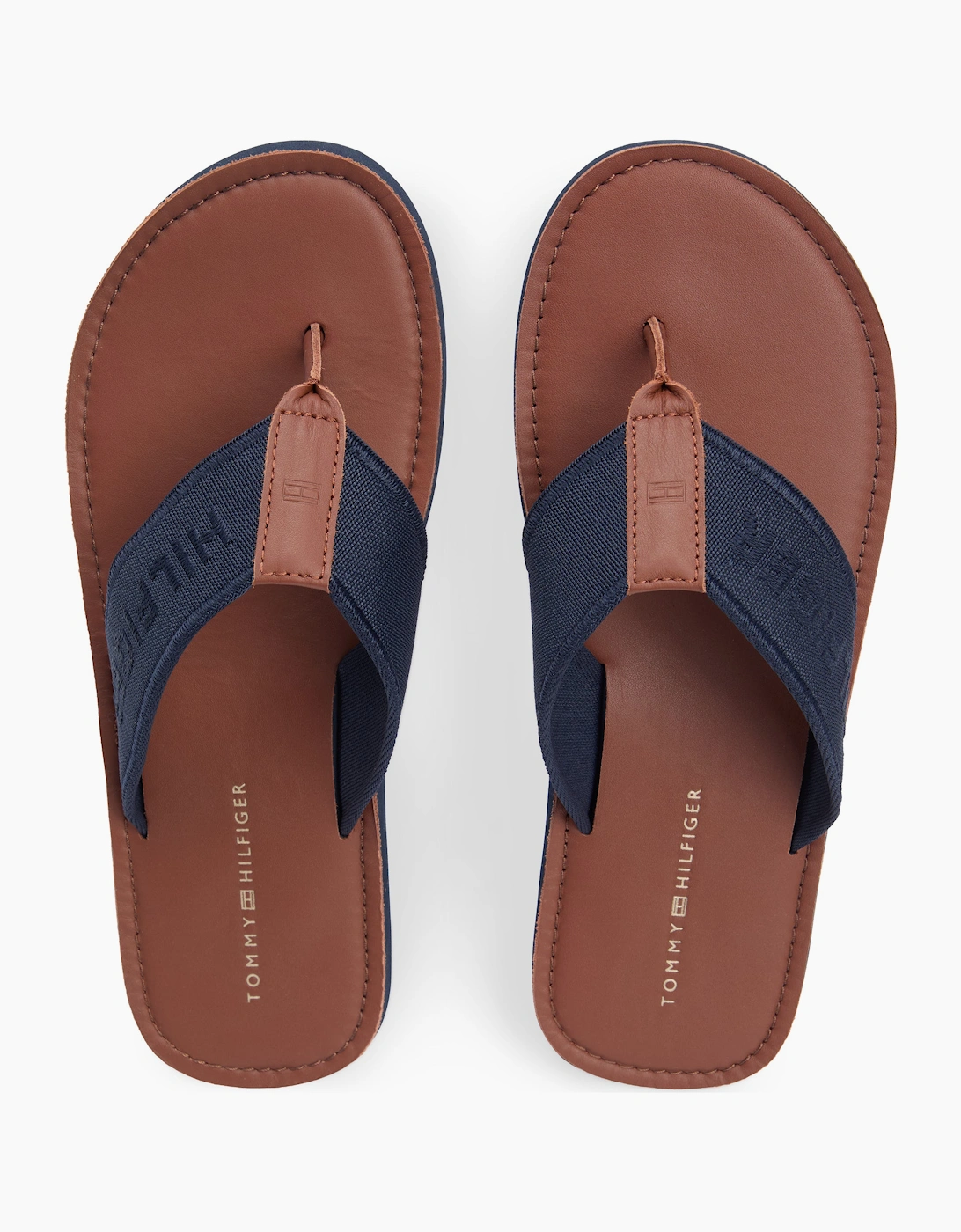 Tommy Hilfiger HILFIGER LEATHER Mens Toe-Post Sandals Desert Sky