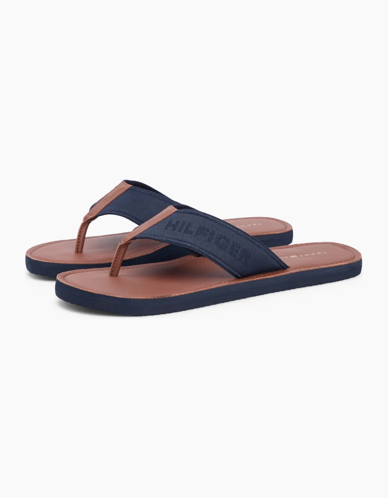 Tommy Hilfiger HILFIGER LEATHER Mens Toe-Post Sandals Desert Sky