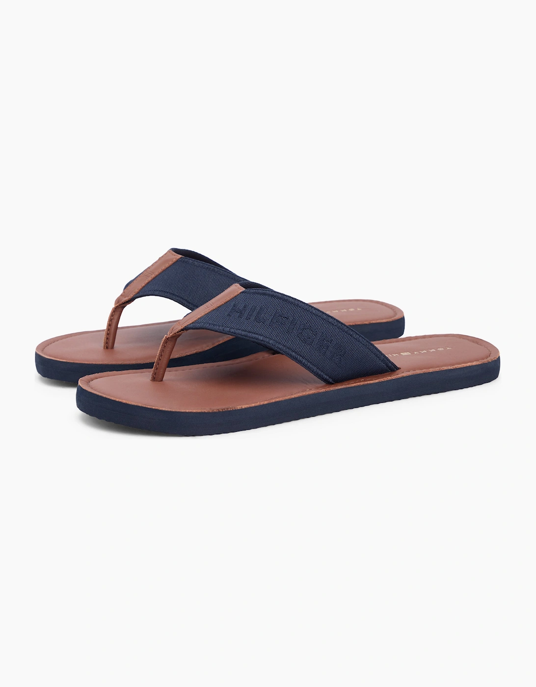 Tommy Hilfiger HILFIGER LEATHER Mens Toe-Post Sandals Desert Sky