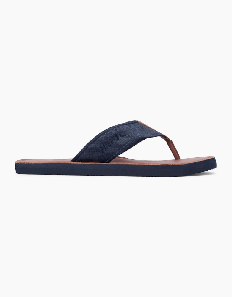 Tommy Hilfiger HILFIGER LEATHER Mens Toe-Post Sandals Desert Sky