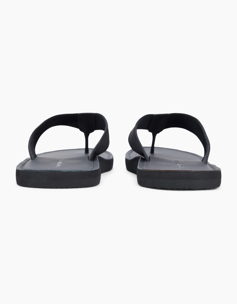 Tommy Hilfiger HILFIGER LEATHER Mens Toe-Post Sandals Black