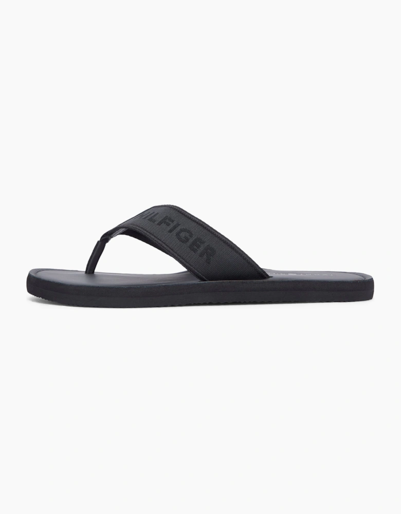 Tommy Hilfiger HILFIGER LEATHER Mens Toe-Post Sandals Black