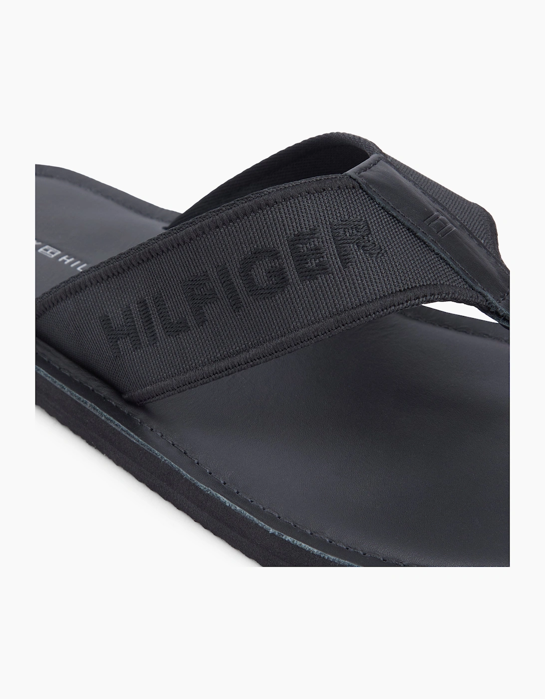 Tommy Hilfiger HILFIGER LEATHER Mens Toe-Post Sandals Black
