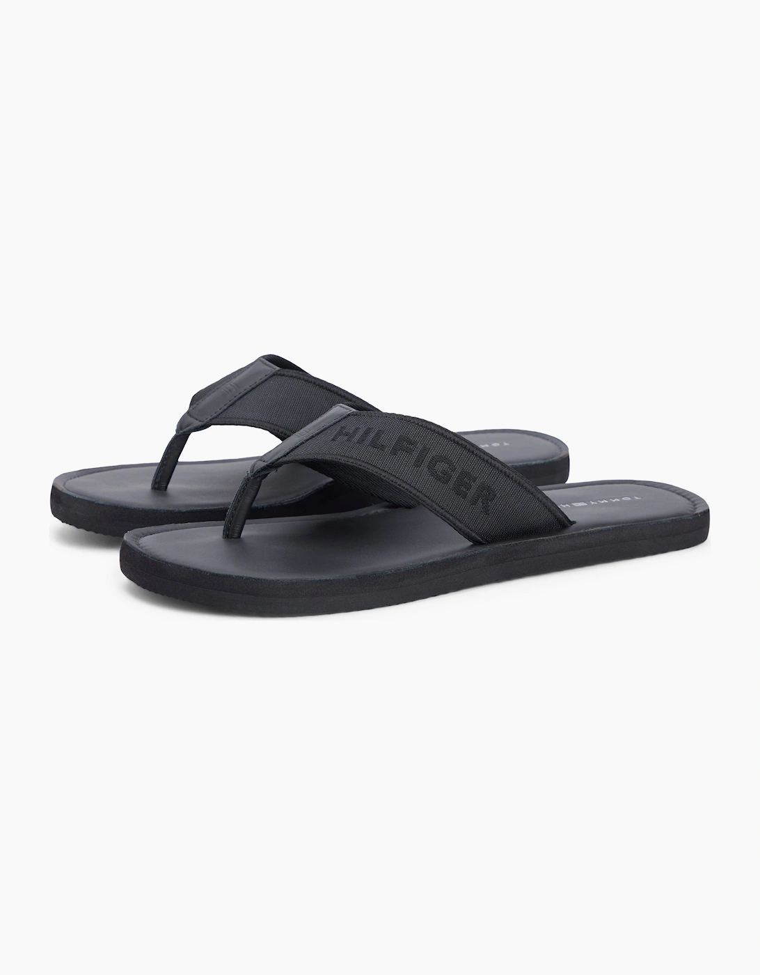 Tommy Hilfiger HILFIGER LEATHER Mens Toe-Post Sandals Black