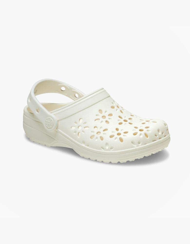 Crocs 210927 CLASSIC FLORAL CUT OUT Womens Clogs Chalk