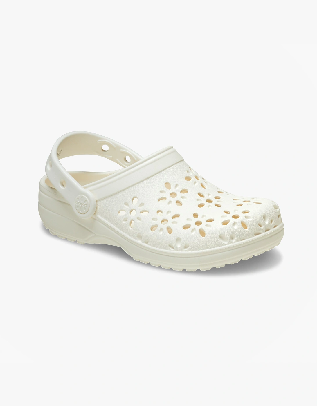 Crocs 210927 CLASSIC FLORAL CUT OUT Womens Clogs Chalk
