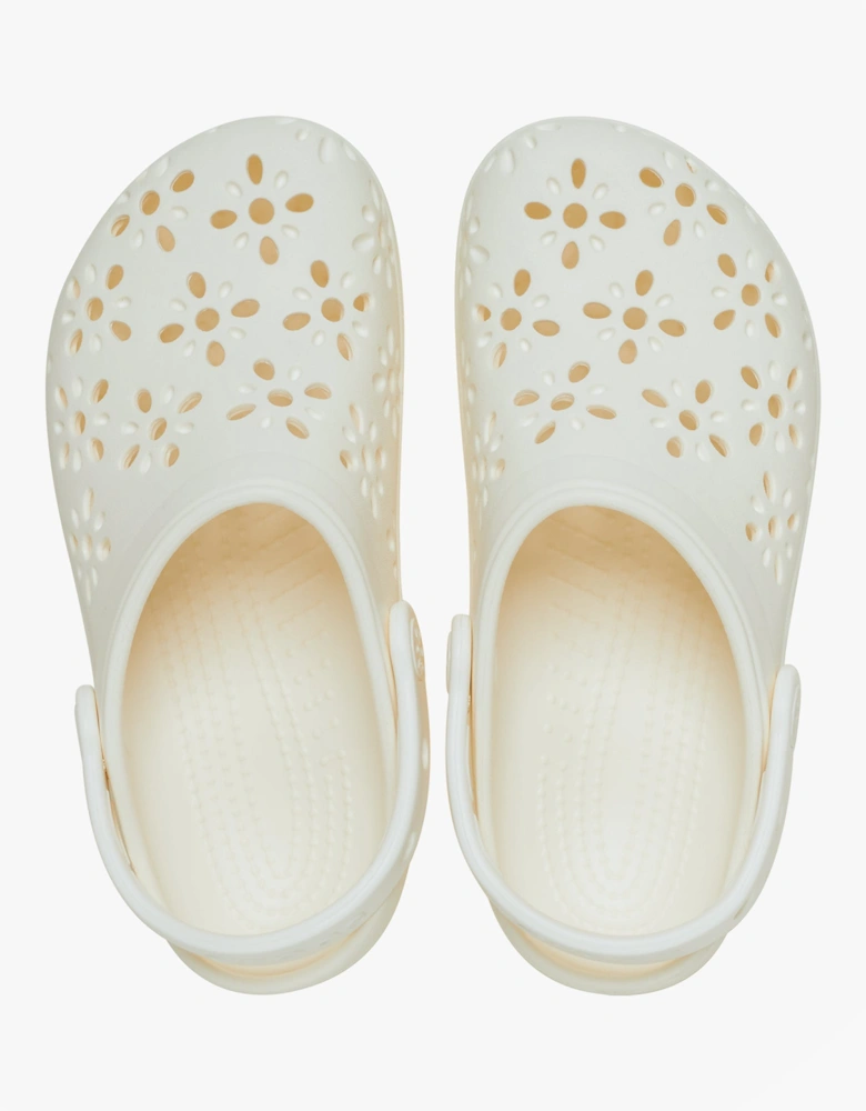 Crocs 210927 CLASSIC FLORAL CUT OUT Womens Clogs Chalk