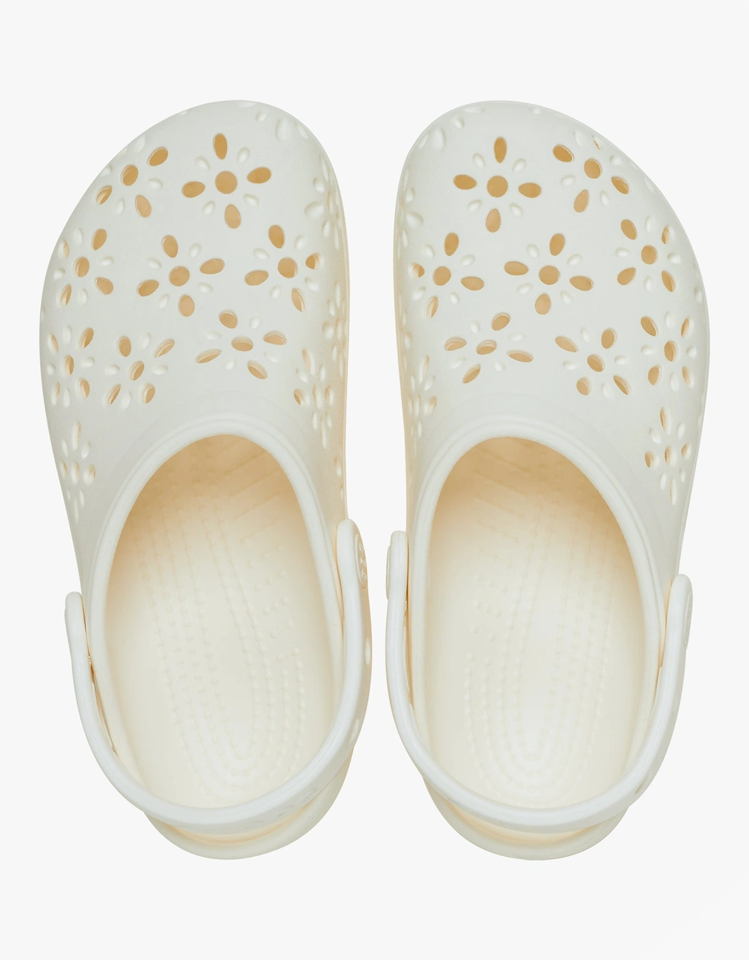 Crocs 210927 CLASSIC FLORAL CUT OUT Womens Clogs Chalk